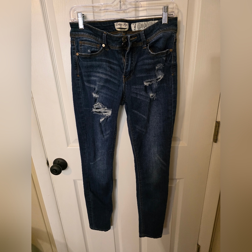 Women's Distressed Blue Jeans